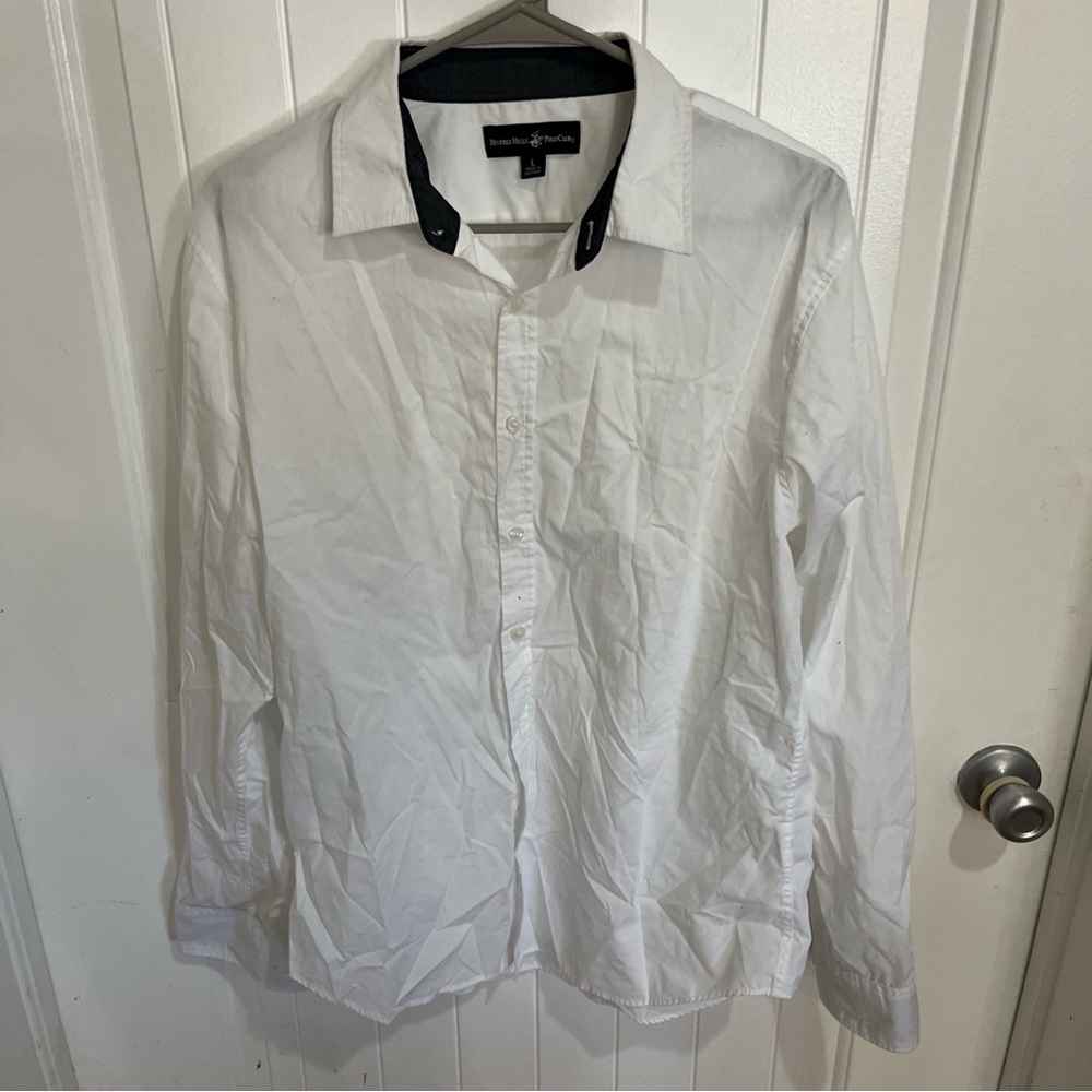 White Button-Up Shirt Size L EUC